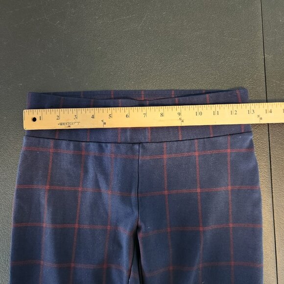 LOFT Outlet Soft Knit Leggings‎ Navy Blue Red Check XS Pull On Stretch Cropped - Picture 7 of 11